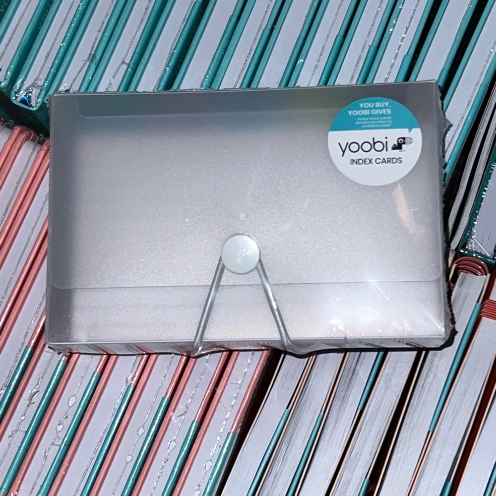 Index cards in holder with 5 dividers tabs